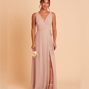 Birdy Grey Pink Slit Maxi Gown V-Neck